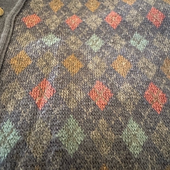 Vintage Florence Tricot Italy Argyle Cardigan Sweater / Wool / Medium - Picture 3 of 13